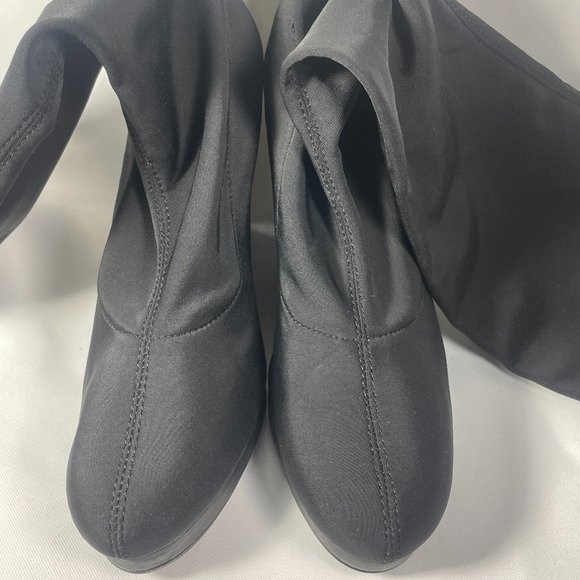 Colin Stuart Women’s Platform Wedge Heel with Stretch Calf High Boot Black Sz 6 - Picture 2 of 9